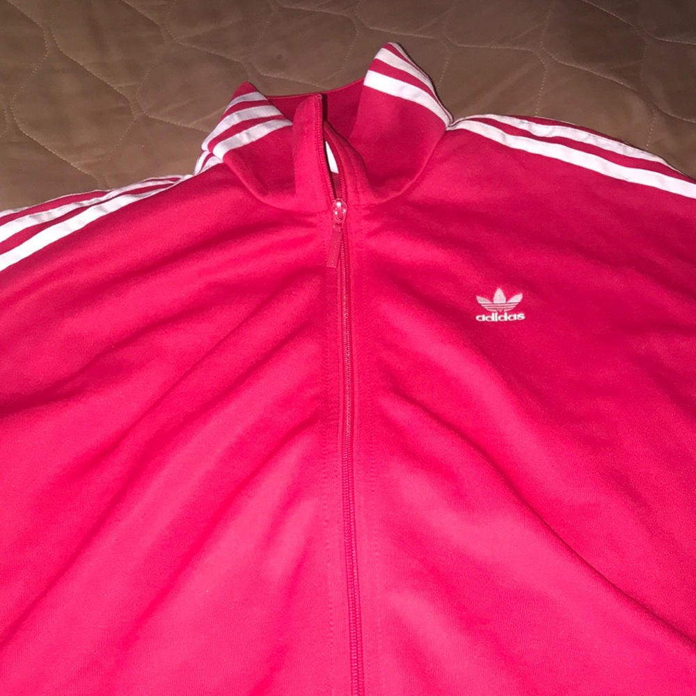 Adidas sweat jacket red and white